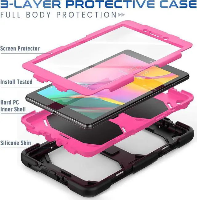 Alt view image 5 of 7 - SM-T290/SM-T295/SM-T297 Samsung Galaxy Tab A 2019 8.0" Case with Kickstand, Full Body Heavy Duty Durable Shockproof Protective Cover, Built-in Screen Protector for Galaxy Tab A 2019 8.0 Inch, Rose