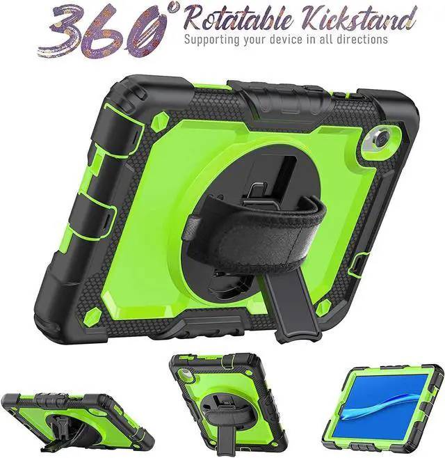 Alt view image 3 of 7 - for Lenovo Tab M8 (HD/FHD) TB-8505F TB-8505X TB-8505FS TB-8705F TB-8705N with Screen Protector Pencil Holder/Hand Strap/Stand,Shockproof Case for Lenovo Tab M8 8 Inch 2nd 2019, Green