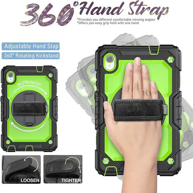 Alt view image 4 of 7 - for Lenovo Tab M8 (HD/FHD) TB-8505F TB-8505X TB-8505FS TB-8705F TB-8705N with Screen Protector Pencil Holder/Hand Strap/Stand,Shockproof Case for Lenovo Tab M8 8 Inch 2nd 2019, Green