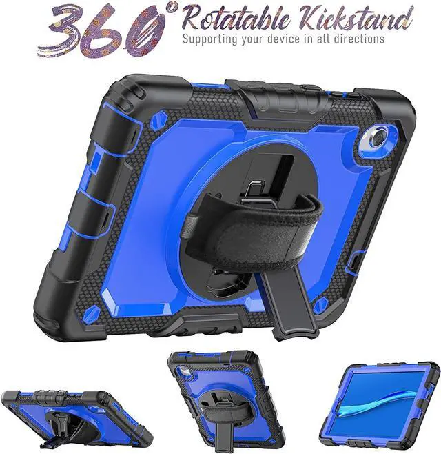 Alt view image 3 of 7 - for Lenovo Tab M8 (HD/FHD) 8.0 Inch Case TB-8505F TB-8505X TB-8505FS TB-8705F TB-8705N with Screen Protector/Hand Strap Kickstand, Full Protection Case for Tab M8(HD/FHD) 2nd 2019, Blue