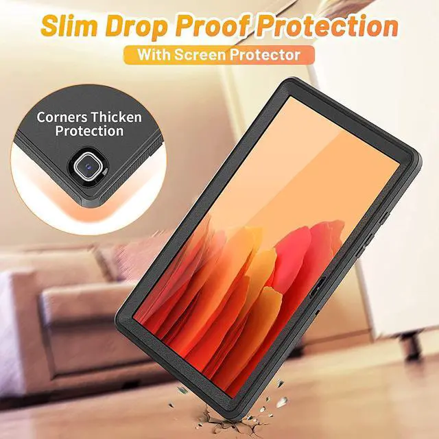 Alt view image 7 of 7 - Case for Samsung Galaxy Tab A7 10.4 Inch (SM-T500/SM-T505/SM-T507), Shockproof Protective Case with Screen Protector, Rotating Stand/Hand Strap, Shoulder Strap for Samsung Tab A7 2020, Black