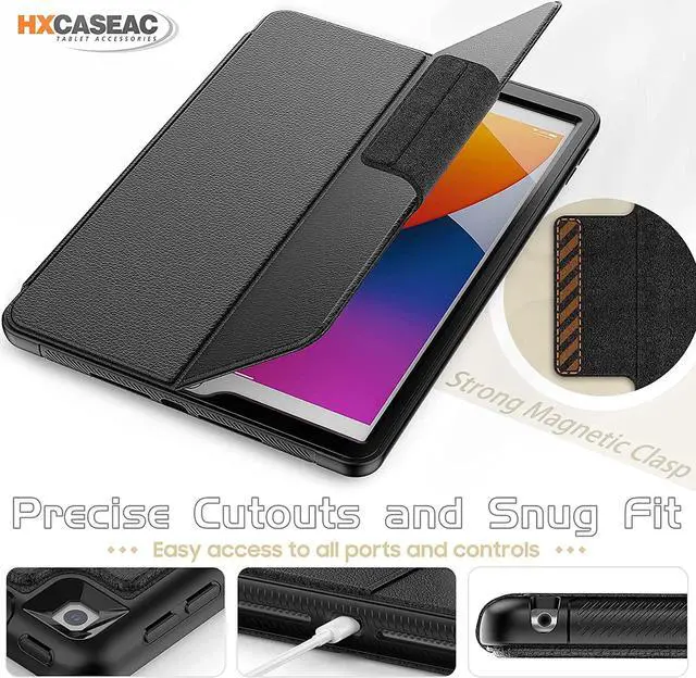 Alt view image 7 of 7 - Cover for iPad 9th/8th/7th Generation with Pencil Holder [Auto Wake/Sleep] Card Slot [Multi-Angle Viewing Stand], iPad 9/8/7 Generation Smart Cover Shockproof folio Case for iPad 10.2", Black