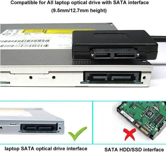 Alt view image 2 of 7 - USB 3.0 to 7+6 13Pin Slimline SATA Laptop CD/DVD ROM Optical Drive Adapter Cable