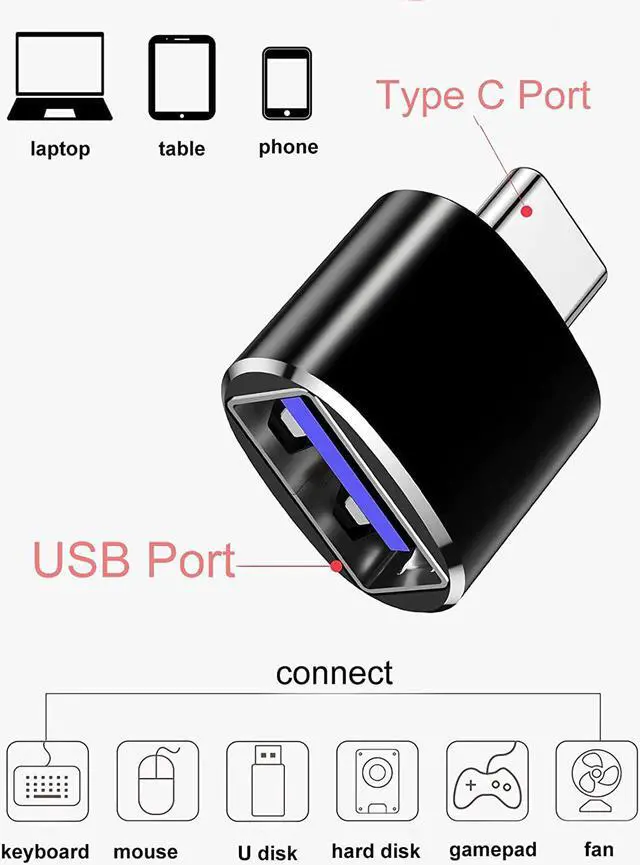 Alt view image 2 of 6 - USB C to USB Adapter (2 Pack) USB C Male to USB 3.0 Female Adapter, USB Type-C OTG Adapter Compatible with MacBook Pro iMac iPad Pro and Other Type C Thunderbolt 3 Devices