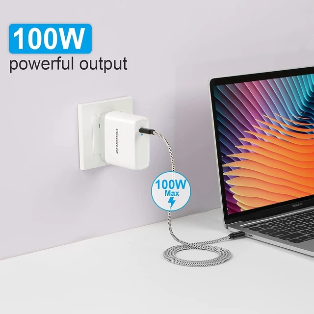 Alt view image 2 of 7 - USB C Charger 100W PowerLot GaN Tech USB C Wall Charger with Foldable Plug and 6ft USB-C Cable Bundle with Dockteck 7-in-1 USB C Hub with 4K 60Hz HDMI, 1Gbps Ethernet, 100W PD, 2 USB 3.0, SD/Micro SD