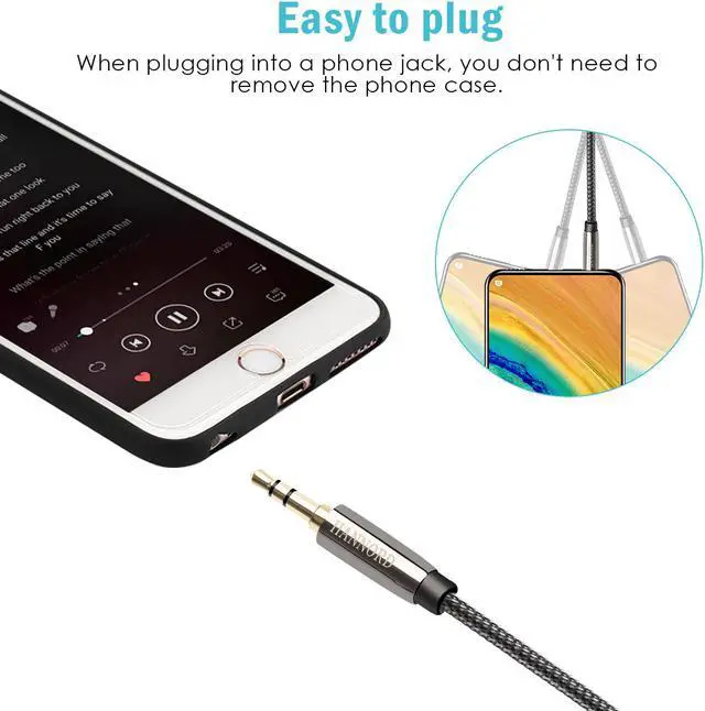 Alt view image 5 of 7 - AUX Cable, Hannord 3.5mm Nylon Braided Stereo AUX Cable Male to Male Hi-Fi Sound AUX Cord Auxiliary Audio Cable for Car, Headphone, Speaker, Home Stereo, iPhone, Echo(3.3 Feet / 1 Meter)