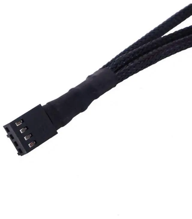 Alt view image 5 of 7 - Hannord PWM Fan Splitter Adapter Cable Sleeved Braided Y Splitter Computer PC 4 Pin Fan Extension Power Cable 1 to 3 Converter 10.6 inches (2 Pack)