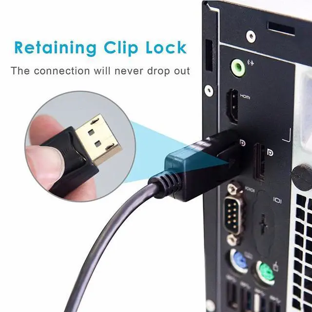 Alt view image 3 of 7 - DisplayPort to DVI Adapter, Hannord Dp Display Port to DVI Converter Male to Male Gold-Plated Cord 6 Feet Black Cable for Lenovo, Dell, HP and Other Brand