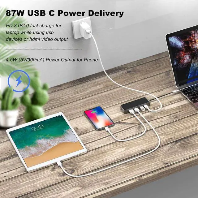 Alt view image 3 of 5 - USB C Hub Adapter 8 In1 Gigat RJ45+USB3.0X3+PD++SD/Mini Reader USB Hub for Mac Book Phone Laptop mac book