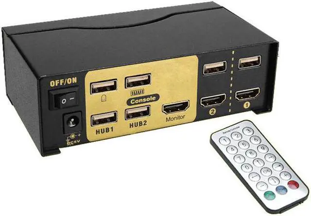 Alt view image 3 of 5 - 2-Port Kvm Smart Switcher 2 in 1 Out Remote Control Switch Usb Hd Computer Splitter