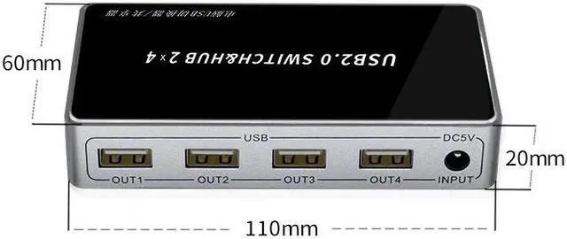 Alt view image 2 of 5 - 4 Port USB KVM Switch 2In 4 Out USB Print Share Splitter for Keyboard Mouse Printer Monitor