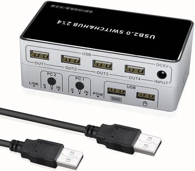 Alt view image 5 of 5 - 4 Port USB KVM Switch 2In 4 Out USB Print Share Splitter for Keyboard Mouse Printer Monitor