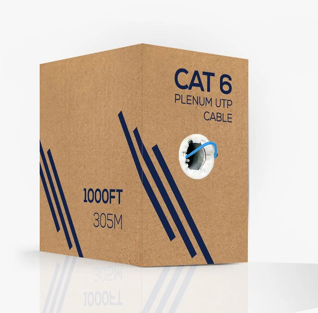 Main image of 1000ft Cat6 Plenum (CMP) Cable, 23 AWG 550Mhz, 23AWG 4Pair Solid, | Fluke Test Passed | Unshielded Twisted Pair (UTP), Blue