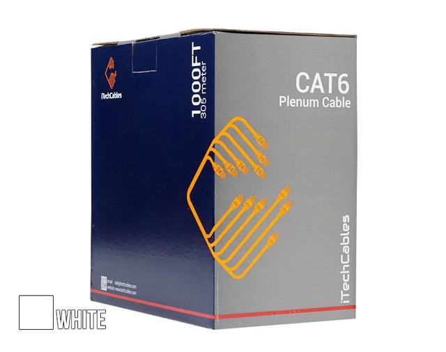 Alt view image 2 of 4 - Bulk Cat6 1000ft Plenum CMP Rated Solid White 550 Mhz 23 AWG Cable