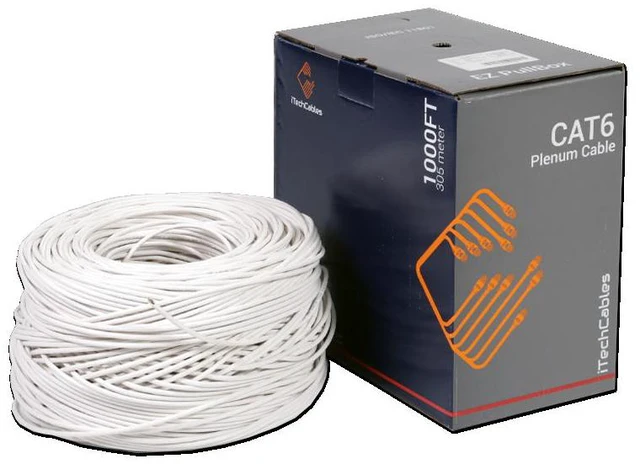 Main image of Bulk Cat6 1000ft Plenum CMP Rated Solid White 550 Mhz 23 AWG Cable