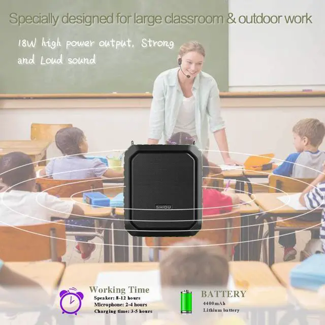 Alt view image 3 of 7 - New SHIDU Portable Bluetooth Waterproof Voice Amplifier Wireless Headset Microphone Small Personal Voice Amplifier 18W 4400mAh Rechargeable Wearable Mic System for Teachers or Outdoors