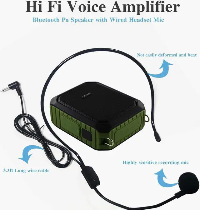 Alt view image 2 of 7 - New SHIDU Portable Personal Waterproof Voice Amplifier Wired Headset Microphone Small Bluetooth Pa Speaker 18W 4400mAh Rechargeable Wearable Mic System for Teachers or Outdoors
