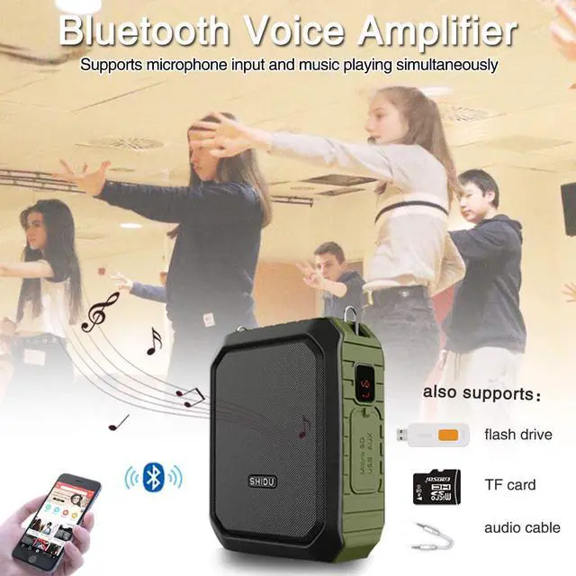 Alt view image 4 of 7 - New SHIDU Portable Personal Waterproof Voice Amplifier Wired Headset Microphone Small Bluetooth Pa Speaker 18W 4400mAh Rechargeable Wearable Mic System for Teachers or Outdoors