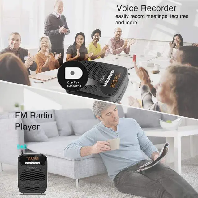 Alt view image 7 of 7 - New SHIDU  Voice Amplifier,15W Rechargeable Portable Microphone for Teachers,Lightweight Personal Microphone with Speaker Wired Headset Supports Bluetooth,Recording,FM Radio,TF Card/AUX