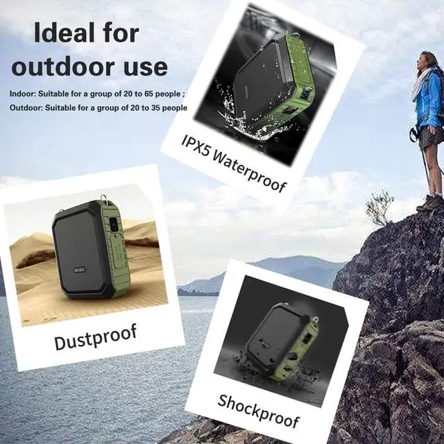 Alt view image 6 of 7 - New SHIDU Portable Personal Waterproof Voice Amplifier Wired Headset Microphone Small Bluetooth Pa Speaker 18W 4400mAh Rechargeable Wearable Mic System for Teachers or Outdoors