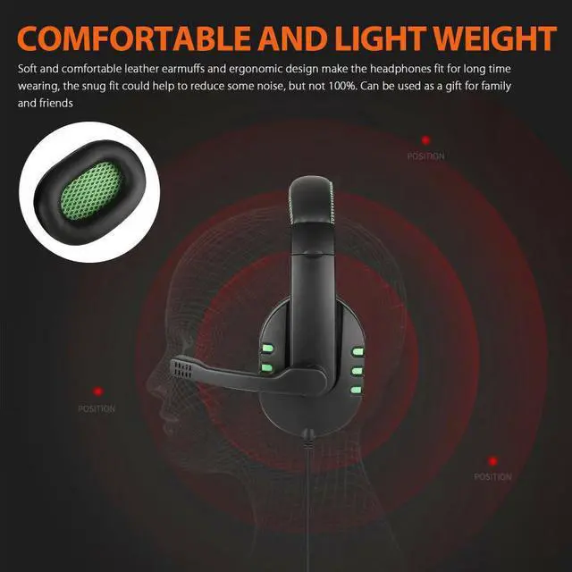 Alt view image 3 of 5 - Headphone Stereo Sound Headset For PS4/Nintendo Switch/Xbox One/PC/Phone Over-ear