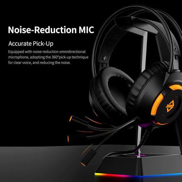 Alt view image 5 of 5 - AX120 Wired Gaming Headset Noise Cancelling Headphones 7.1 HD Stereo with Mic for PS4 Xbox Switch PC Games LED Earphones