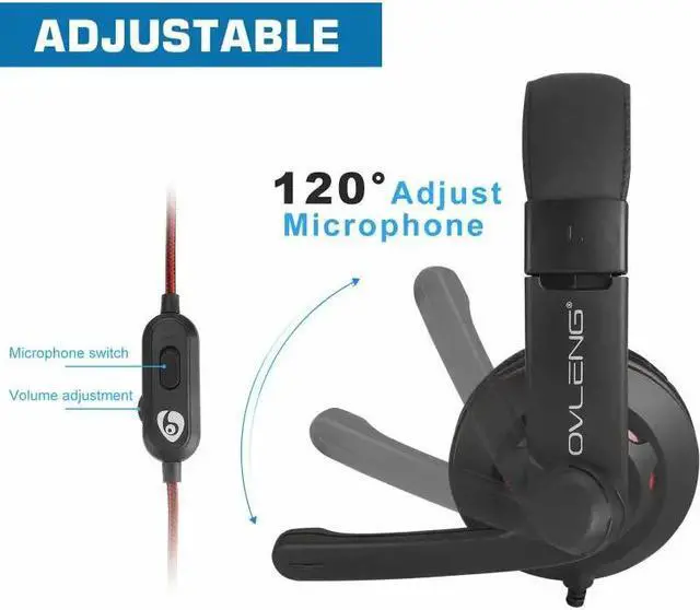 Alt view image 5 of 5 - Headsets Headphones With Light Mic Stereo Earphones Deep Bass For PC Computer Gamer Laptop For PS4 X-BOX/Nintendo Switch