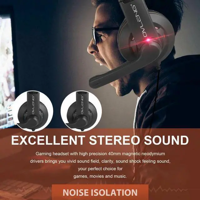 Alt view image 2 of 5 - Headsets Headphones With Light Mic Stereo Earphones Deep Bass For PC Computer Gamer Laptop For PS4 X-BOX/Nintendo Switch