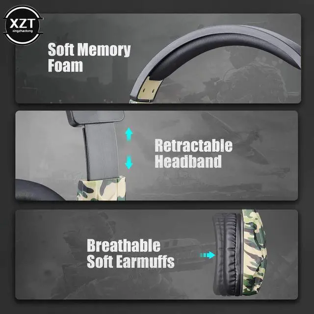 Alt view image 5 of 5 - 3.5mm Jack Camouflage Gaming Headset Cool Gamer Headphones for PS4 PS3 Xbox Switch Stereo Head-mounted Computer Boy Friend Gift