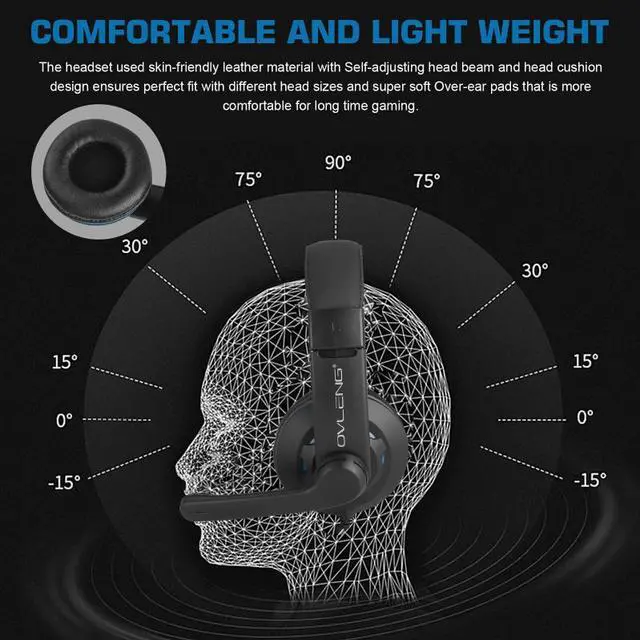 Alt view image 3 of 5 - Headsets Headphones With Light Mic Stereo Earphones Deep Bass For PC Computer Gamer Laptop For PS4 X-BOX/Nintendo Switch