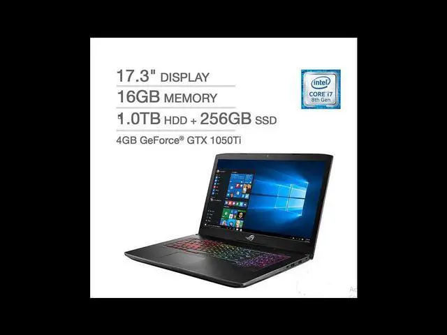 Alt view image 8 of 10 - Asus STRIX GL703GE-IS74 Core™ i7-8750H 2.2GHz 1TB+256GB SSD 16GB 17.3"(1920x1080) BT WIN10HOME Webcam NVIDIA® GTX 1050Ti 4GB Backlit Keyboard