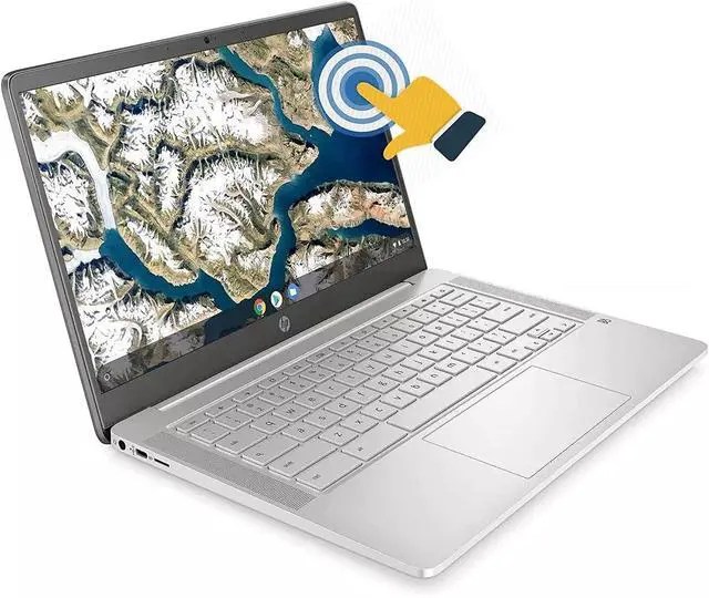 Alt view image 5 of 5 - HP Chromebook 14a-na0200nr 14" HD Laptop Intel Celeron N4120 1.1 GHz up to 2.6 GHz Intel UHD Graphics 600 4GB LPDDR4x-2933 RAM 64 GB eMMC Chrome OS- 60F57UA