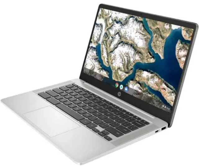 Alt view image 2 of 5 - HP Chromebook 14a-nd0010ca 14" AMD 3015Ce 1.2 GHz up to 2.3 GHz 4GB DDR4 64GB eMMC AMD Radeon Graphics ChromeOS Laptop, Mineral Silver - 2L7L0UA