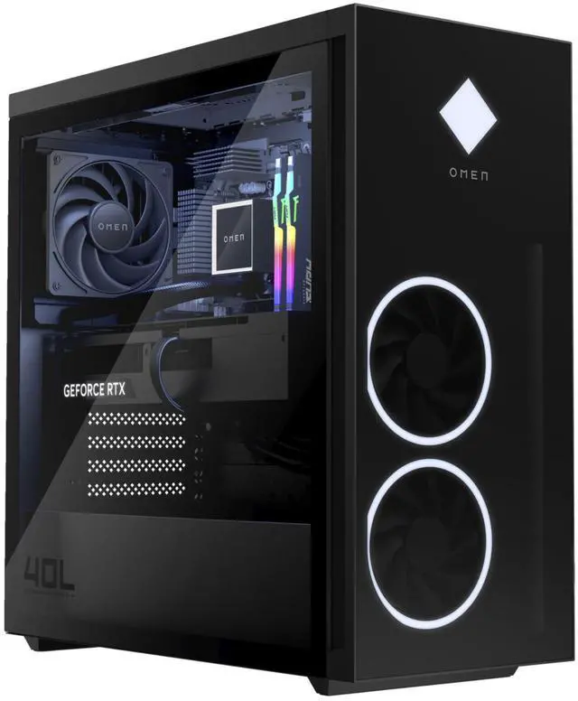 Alt view image 3 of 5 - HP OMEN 40L GT21-2100T Intel Core i7-14700K 3.4 GHz up to 5.6 GHz 32GB DDR5 1TB SSD NVIDIA GeForce RTX 4070 Ti SUPER Windows 11 Home Gaming Desktop, Black - 89B90AV-V001