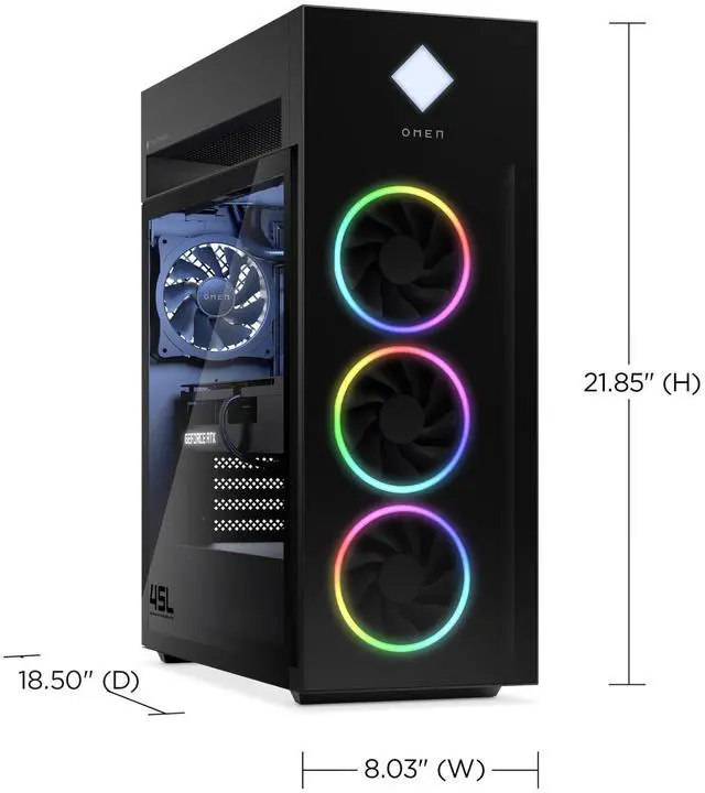 Alt view image 5 of 5 - HP OMEN 45L GT22-2000t Intel Core i9-14900K 3.2 GHz up to 6.0 GHz 64GB DDR5 2TB SSD  Nvidia GeForce RTX 4090 Windows 11 Home Gaming Desktop, Black - 89B98AV-V013