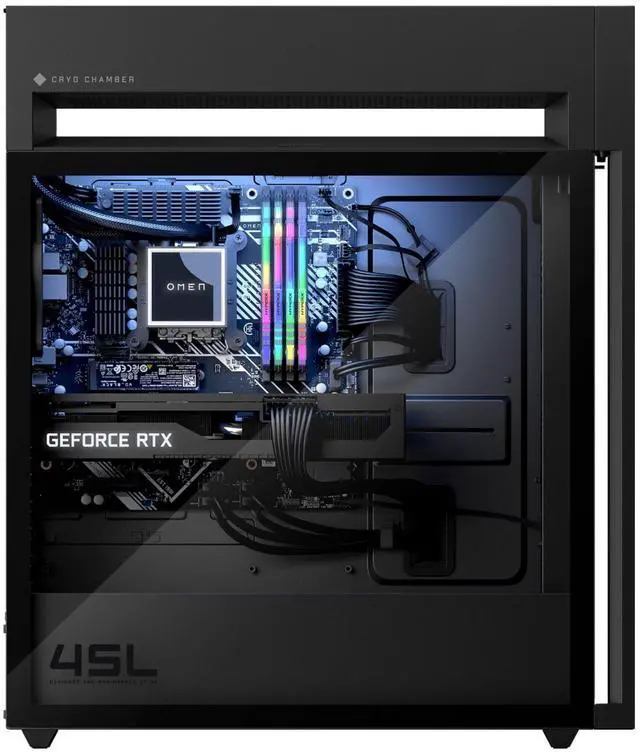 Alt view image 3 of 4 - HP OMEN 45L GT22-3000T Intel Core Ultra 9 285K 3.2 GHz up to 5.70 GHz 64GB DDR5 2TB SSD Intel Graphics Windows 11 Home Gaming Desktop, Black - A4ND8AV-V011