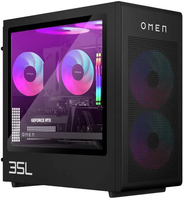 Main image of HP OMEN 35L GT16-0000M AMD Ryzen 7 8700G 4.2 GHz up to 5.1 GHz 16GB DDR5 1TB SSD NVIDIA GeForce RTX 5070 Windows 11 Home Gaming Desktop, Black - 9X560AV-V006