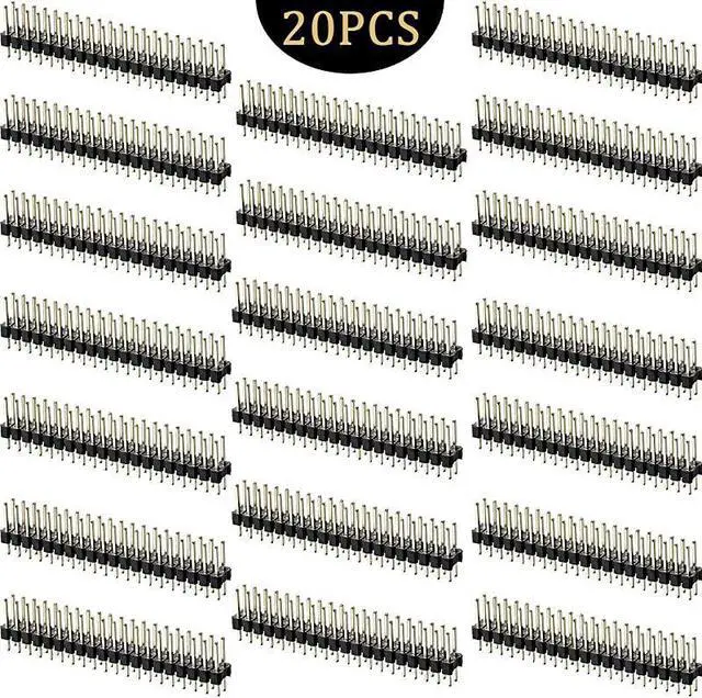 Main image of BreakAway 01 Inch 2 x 20pin Strip Dual Male Header Double Row Straight Connector Pin Header Compatible with Raspberry Pi Zero GPIO Pack of 20