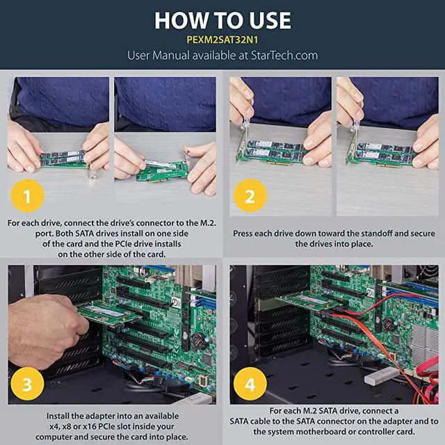 Alt view image 4 of 5 - com 3port M2 SSD NGFF Adapter Card Supports 1x PCIe NVMe M2 SSD 2x SATA III M2 SSDs PCIe 30 Adapter PEXM2SAT32N1
