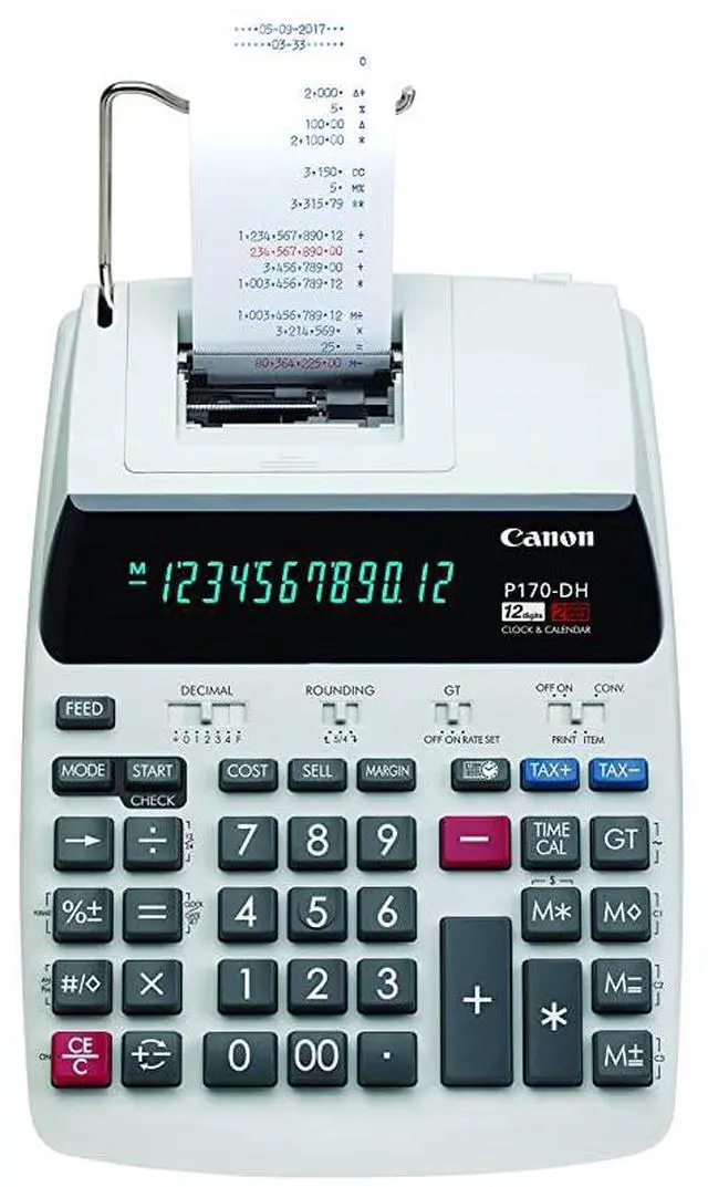 Main image of Office Products 2204C001  P170DH3 Desktop Printing Calculator with Currency Conversion Clock Calendar and Time Calculation BlackWhiteSilver 1460 Inch x 960 Inch x 300 Inch