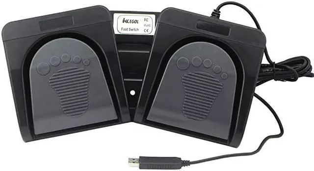 Alt view image 2 of 7 - Upgraded USB Double Pedal Assembly 2 Foot Switch Control 2 Key Button Footswitch Program Video Game Customized PC Keyboard Mouse Multimedia Action HID Black