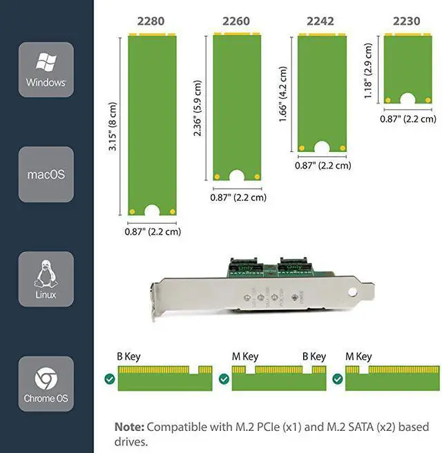 Alt view image 3 of 5 - com 3port M2 SSD NGFF Adapter Card Supports 1x PCIe NVMe M2 SSD 2x SATA III M2 SSDs PCIe 30 Adapter PEXM2SAT32N1