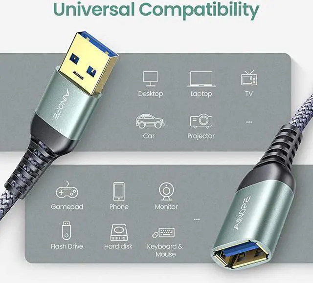 Alt view image 7 of 7 - 10FT USB 30 Extension Cable Type A Male to Female Extension Cord  High Data Transfer Compatible with USB KeyboardFlash Drive Hard Drive
