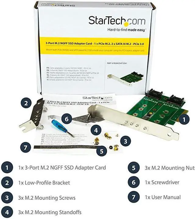 Alt view image 5 of 5 - com 3port M2 SSD NGFF Adapter Card Supports 1x PCIe NVMe M2 SSD 2x SATA III M2 SSDs PCIe 30 Adapter PEXM2SAT32N1