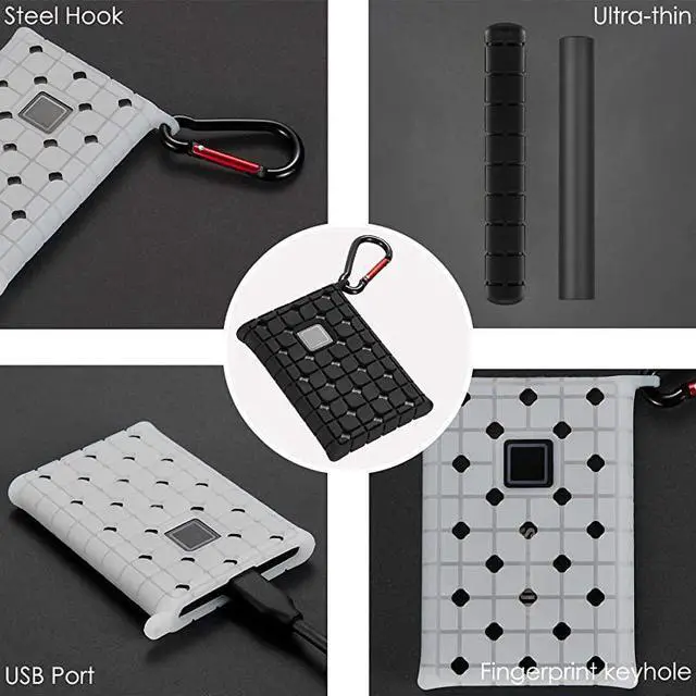 Alt view image 6 of 7 - Travel Case for Samsung T7 Touch Portable SSD w/Hook, 2 Pc Samsung T7 Portable External Solid State Drives (500G 1T 2T) Protective Storage Silicone Case, Anti-Scratch, Shockproof, Ultra-Thin