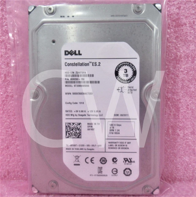 Main image of (NOT FOR HOME PC!) Dell ENT 91K8T ST33000650SS 3TB 7.2K RPM 6Gb/s 3.5" SAS SERVER HDD Hard Drive