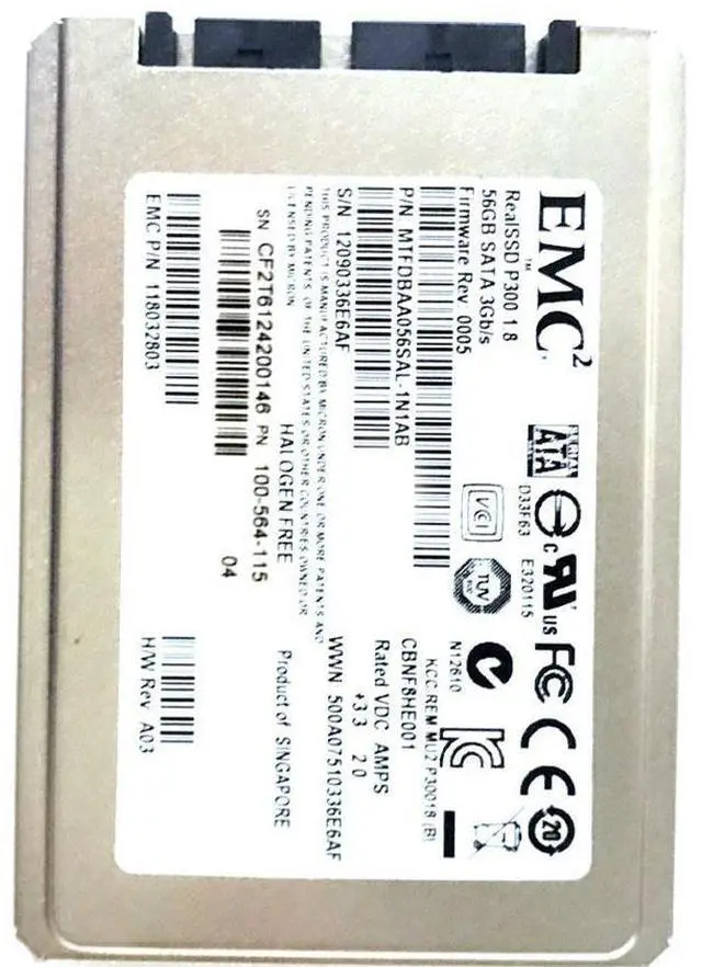 Alt view image 2 of 7 - EMC RealSSD P300 1.8 56GB SATA 3GB/S 118032803 MTFDBAA056SAL-1N1AB 100-564-115