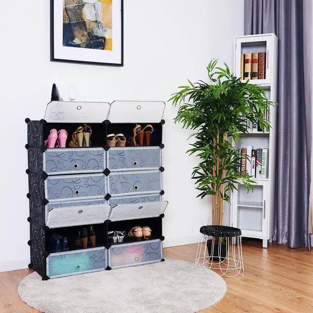 Alt view image 6 of 7 - Costway 12 Cubic Portable Shoe Rack Shelf Cabinet Storage Closet Organizer Home Furni