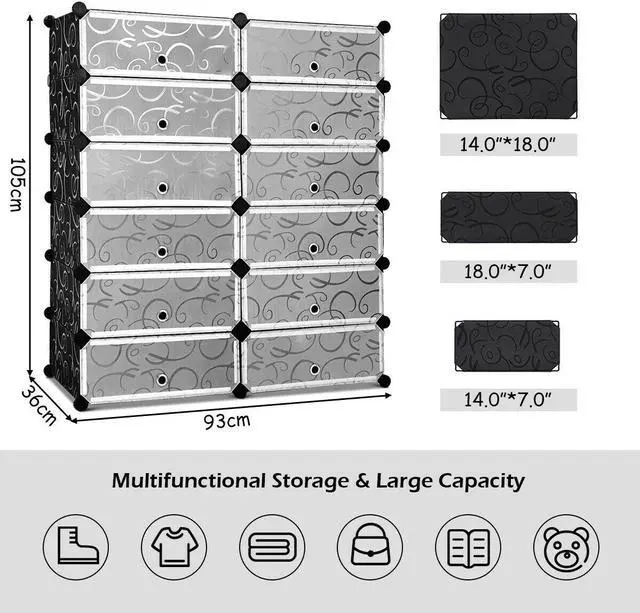 Alt view image 3 of 7 - Costway 12 Cubic Portable Shoe Rack Shelf Cabinet Storage Closet Organizer Home Furni
