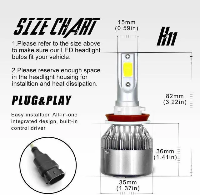 Alt view image 2 of 6 - For Toyota Tacoma 2016 2017 2018 2019 6000K LED Headlight + Fog Light Bulbs 6X